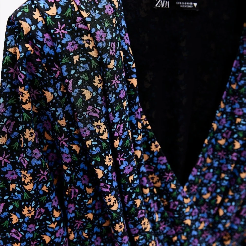 ZARA Shoulder ZARA BLUE FLORAL PRINTED Floral Print - Picture 5 of 15